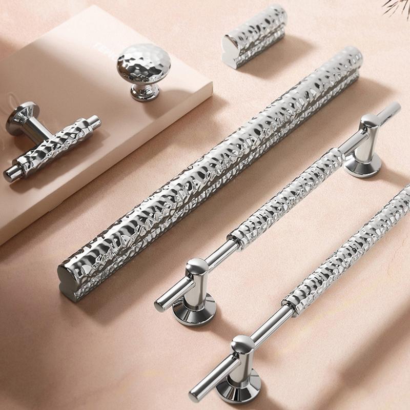 Creative Bright Chrome Single-Hole Wardrobe Cabinet Door Handle Small French Wine Drawer Pull for High-End Furniture