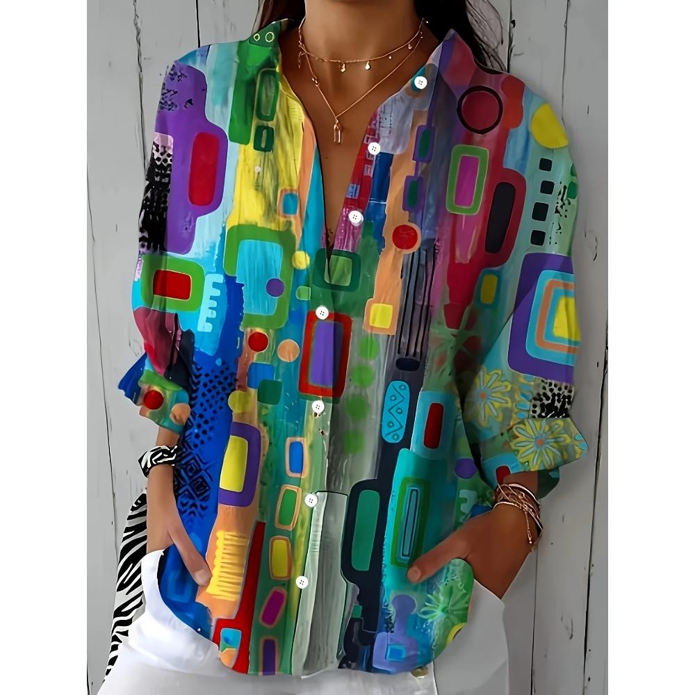 Women s Lightweight Polyester Shirt - Middle Eastern Style Abstract Print S