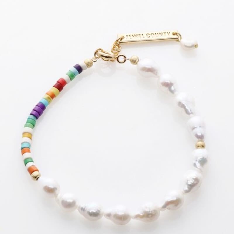 jewelCOUNTY Half Color Dot & Pearl Bracelet
