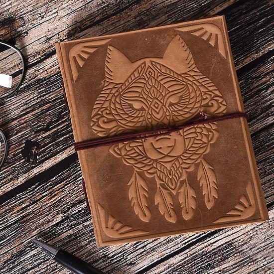 

17.78 см Кожаный дневник Блокнот для записей Уникальный ручной работы Тисненый Дорожный дневник и Формат с веревкой Бежевый