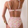 Women's Swimsuit Small Floral Sexy Backless High Waist Bikini Beachwear Bathing Suits