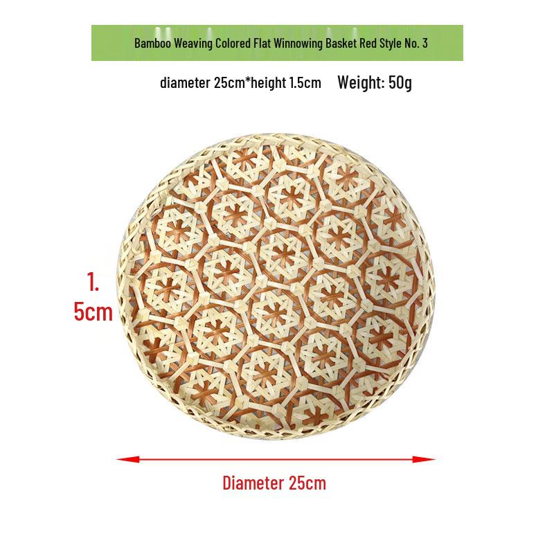 Colorful Handmade Bamboo Weaving Winnowing Basket - Round Hanging Ornament & Sieve for Kindergarten, Hotel, or Homestay Decoration