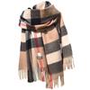 Pamwallymensa Women's Scarf Winter Luxury Brand Tippet Scarves for Ladies Plaid Shawls Warm British Style Thicken Man
