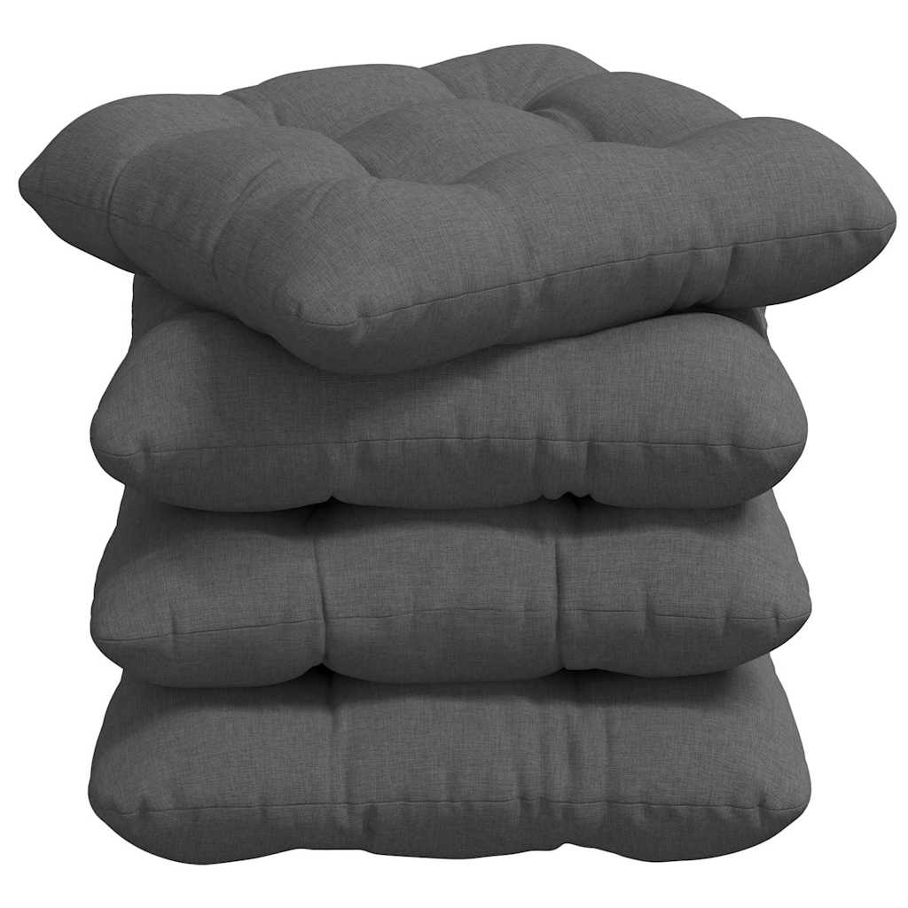 Seat Cushion Set 4 Pcs Dark Gray 40 X 40 X 12 Cm Fabric