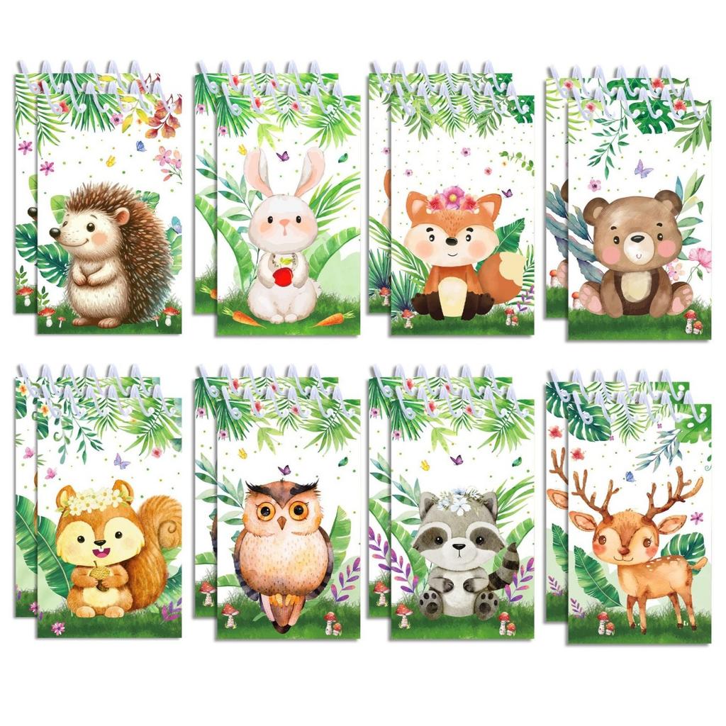 8-Pack Woodland Animal Spiral Notebook Forest Mini Pocket Notepad for Students Kids Office Gift