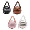 Small Basketball Shaped Handbags Leather Chain Round Tote Graphic travel School Leisure Vacation