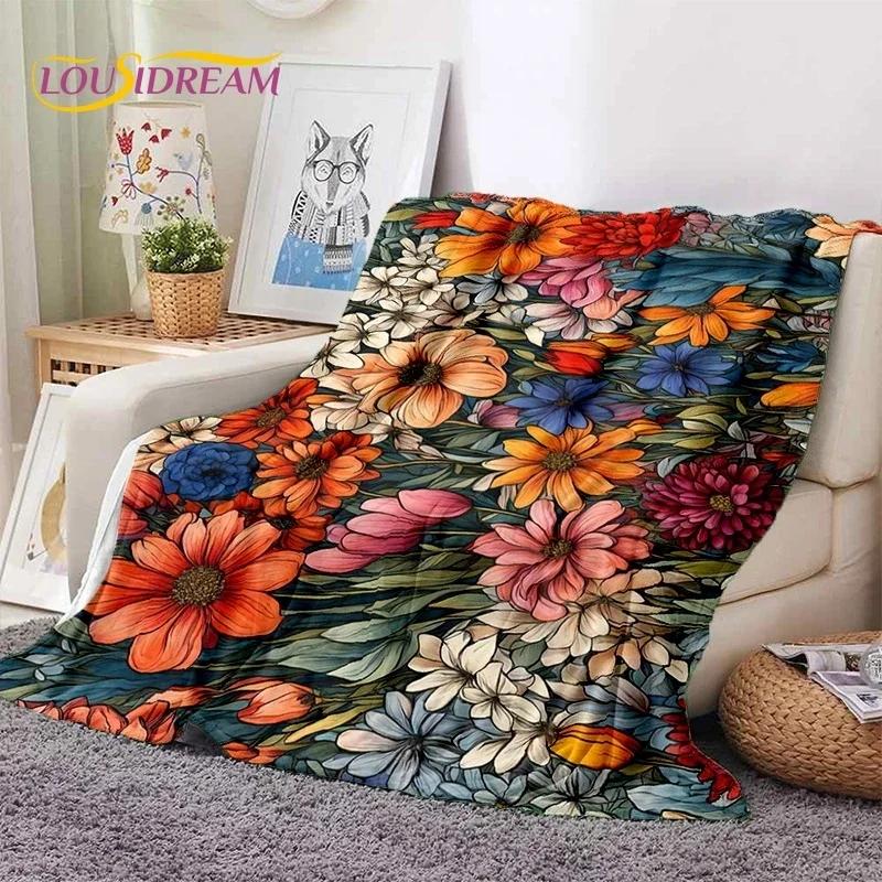Dream Sun Flowers Nordic Daisy Yumuşak Battaniyeler, Sıcak Tut Atma Battaniyesi Piknik Yatakları Kanepe Ev Yatak Odası Hediyesi için Rahat Battaniye