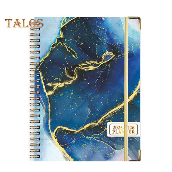 Planer 2025-2026 Lipiec 2025 - Czerwiec 2026 12-miesięczny dzienny tygodniowy miesięczny planer spiralny z nadrukiem kwiatowym do domu, biura, szkoły