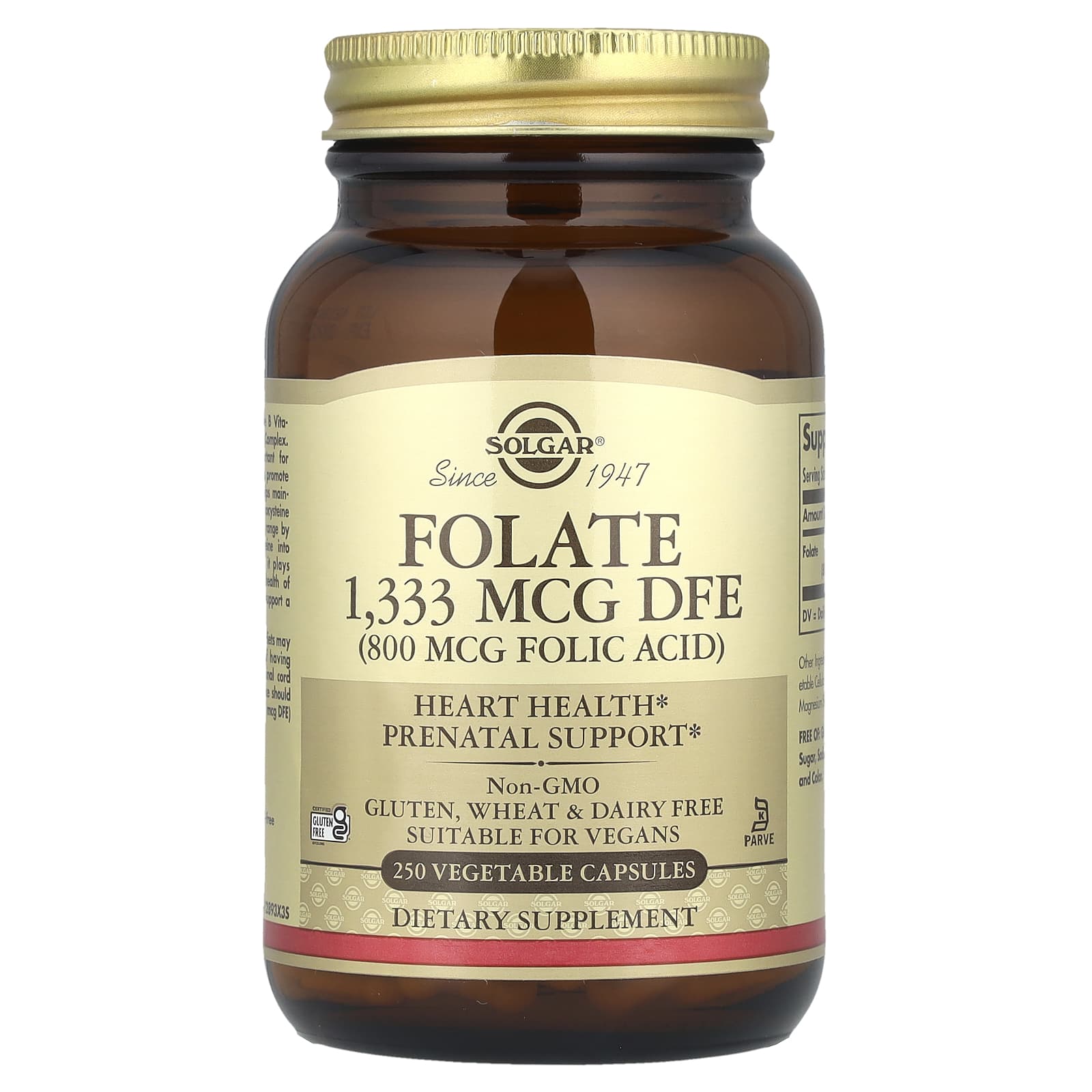 

Folic Acid, Dfe 1,333Mcg, 250 Veggie Capsules