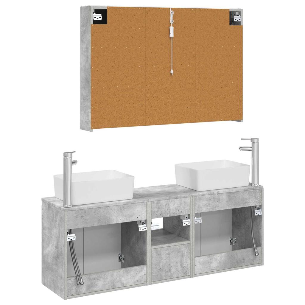 Bathroom Cabinet Set 4 pcs Concrete Grey Particleboard