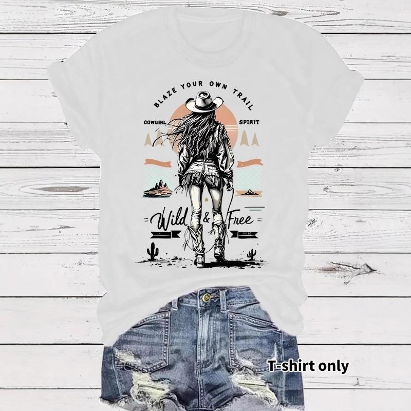 Damen Denim Bedrucktes Kurzarm Locker und Modisches T-Shirt