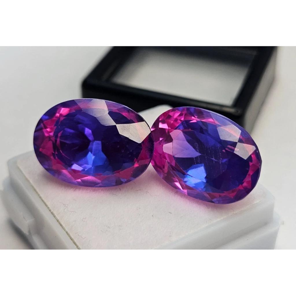 Natural Pitambari Sapphire For Earring Making Oval Cut 30+ Ct Gemstone