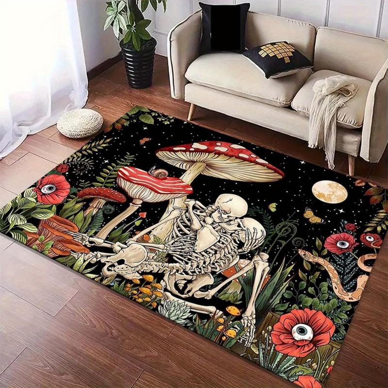 Magic Mushroom Pattern Carpet for Living Room Home Decor Anti-slip Rugs Bedroom Bedside Soft Rug Machine Washable Atmosphere Mat