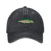 Bestickte Forellen-Waschleinwand-Baseballkappe, Outdoor-Angelabenteuer-Stil, Verstellbare Mütze für Unisex und Damen
