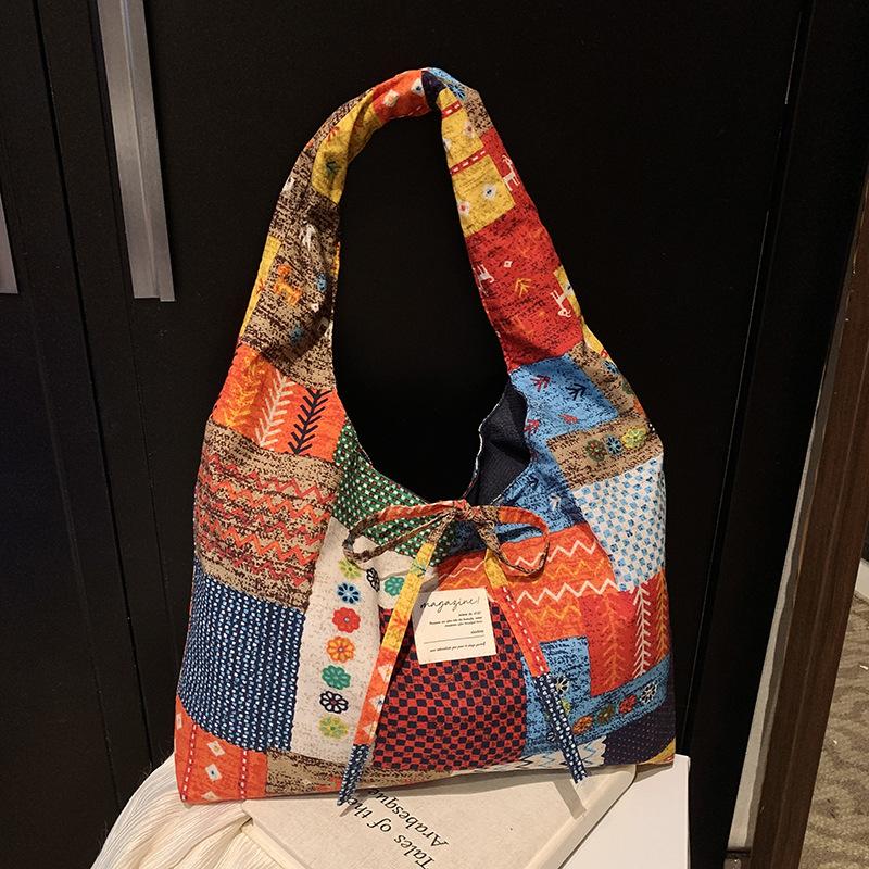 2025 Spring and Summer New Retro Double-sided Vest Bag, Simia Style Shoulder Bag, Large-capacity Shopping Bag, Tote Bag.