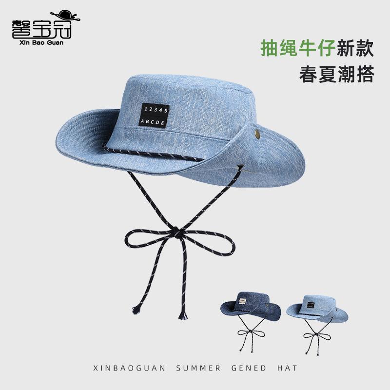 Fashion washed denim hat women's outdoor climbing bucket hat high sense summer camping sunshade sun protection hat