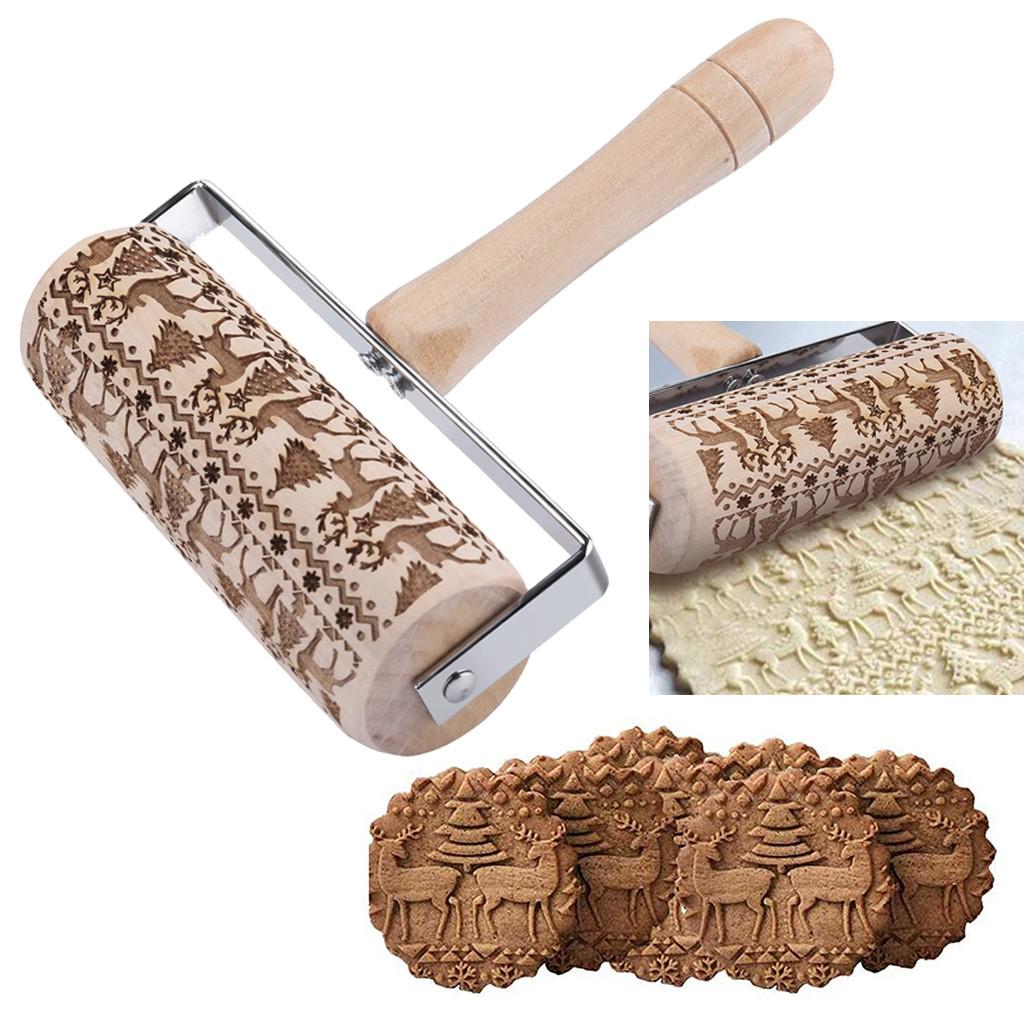 Buy Embossed Rolling Pin Christmas Wooden Rolling Pins For Baking