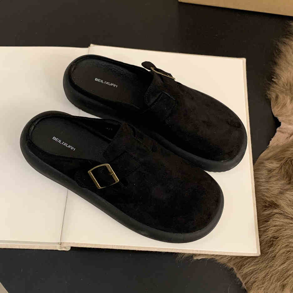 Fashion Walking Cozy Casual Baotou Half Slipper Loafers Female Fashion Slingback Slip On Mule For Women Platform New 2024 Design Comfort