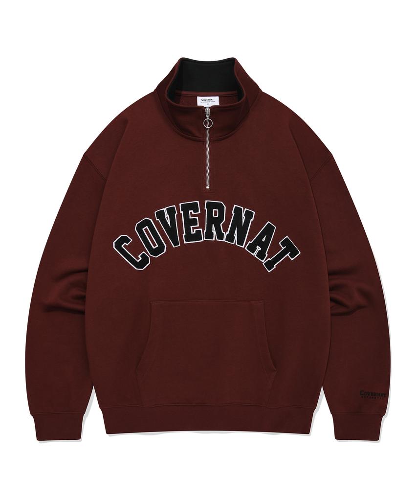 COVERNAT Arch Logo Half Zip Sweatshirt Deep Red