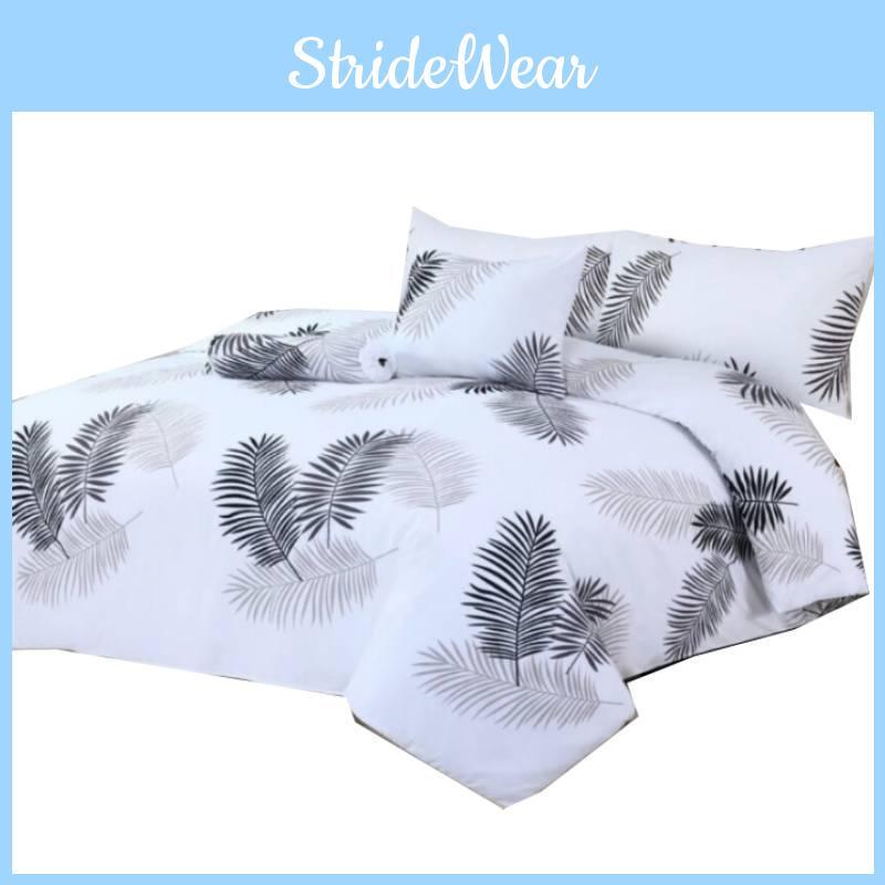 Leaf Design Print Duvet Cover Pillowcase Bedding 3 Piece Set Daily Bedroom Use