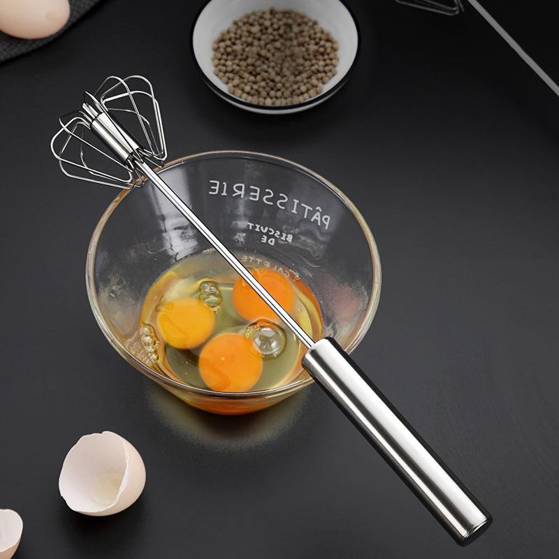 304 Stainless Steel Egg Whisk Semi Automatic Egg Beater Manual Hand Mixer Self Turning Egg Stirrer Kitchen Accessories Egg Tools