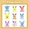 Niedliche Evoli-Pikachu-Plüschpuppe mit wendbarem Blitza, Flamara, Psiana, Aquana und Feelinara