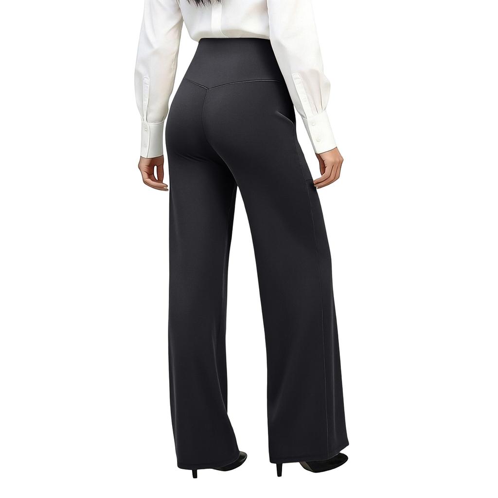 Women's Work Pants, Wide-Leg Yoga Pants, High-Waisted Sweatpants