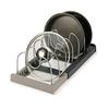7-Grid Adjustable Pot Rack Telescopic Pan Organizer Easy Assemble Cabinet Storage Holder for Pantry Kitchen Countertop RV Use