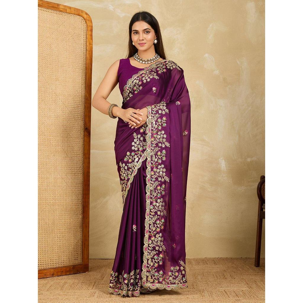 Midnight Elegance Rangoli Silk Saree