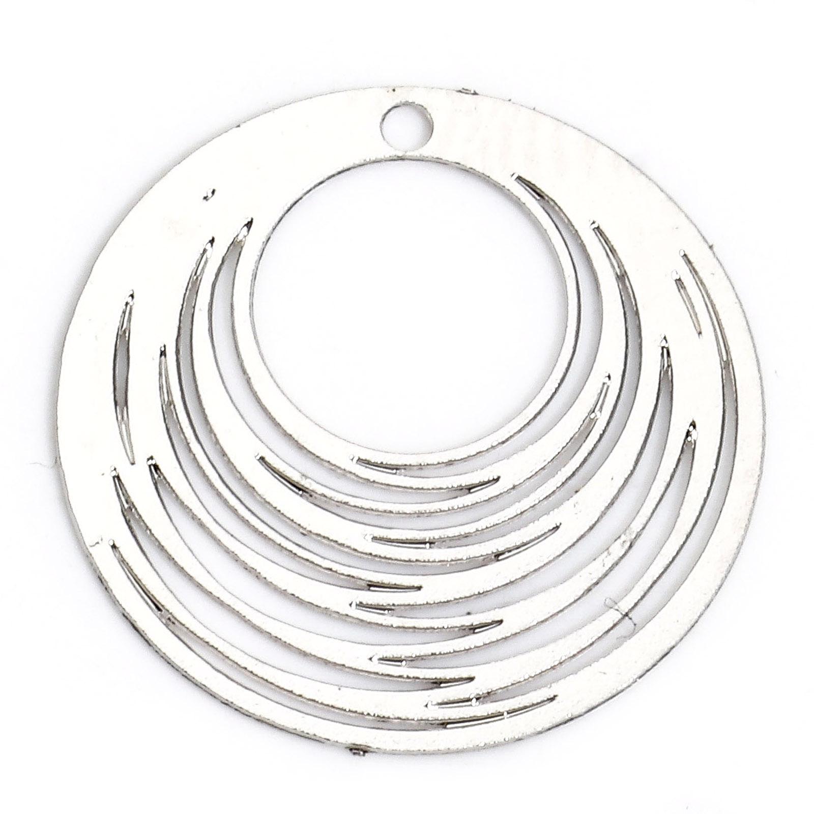 

DoreenBeads 50 Piece Iron Based Alloy Painted Filigree Stamping Charms Round Hollow For Necklace Earrings Diy Making 15.5mm Dia.