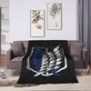 Anime Attack On Titan Blankets  Camping Flannel Throw Blanket For Outdoor Soft Custom Quality Bedspread Gift