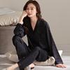 1011 Spring and Autumn New Ink Painting Fashion Loose Pajamas Cardigan Women's Simulation Silk High-end Homewear