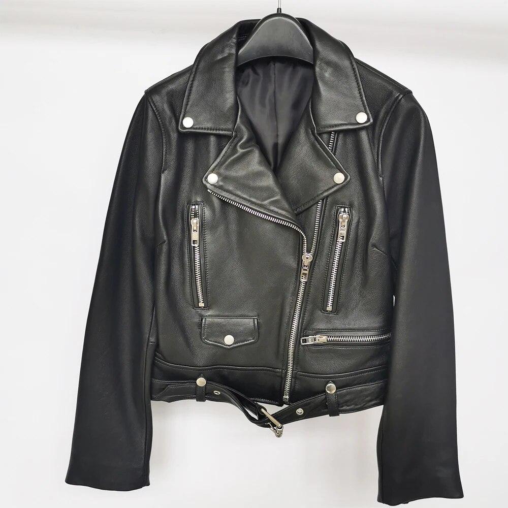 

Китайский размер MAPLESTEED Мягкая натуральная овчина натуральная кожаная куртка женская тонкая женская куртка из натуральной овчины верхняя одежда женская одежда L черный кожаный жакет