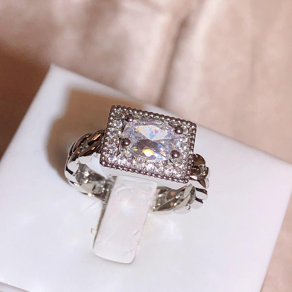 Exquisite Red and White Zircon Ring for Women's  Silver Plated Wedding Bridal Ring Party Jewelry New Engagement Couple Ring