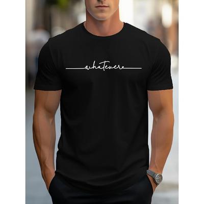Męski Letni Casualowy Luźny T-shirt Bawełniany z Nadrukiem Liter Okrągły Dekolt Krótki Rękaw T-shirt Top dla Mężczyzny