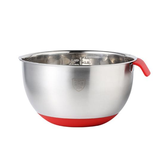 Stainless Steel Mixing Bowl with Handle And Pour Spout Metal Nesting Bowl with Non-Slip Bottoms for Kitchen Mix Cook Bake Prep