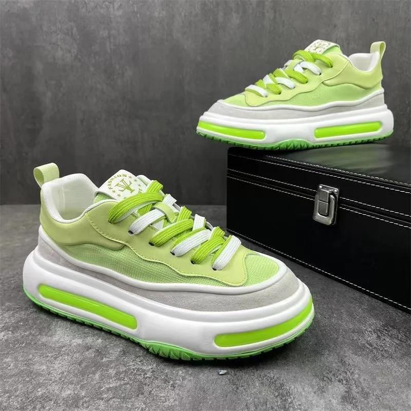 Fashion Fashion Designer Color Block Party Shoes Breathable Lace-up Men Casual Chunky Sneakers Thick Bottom Vulacnized Driving Walking