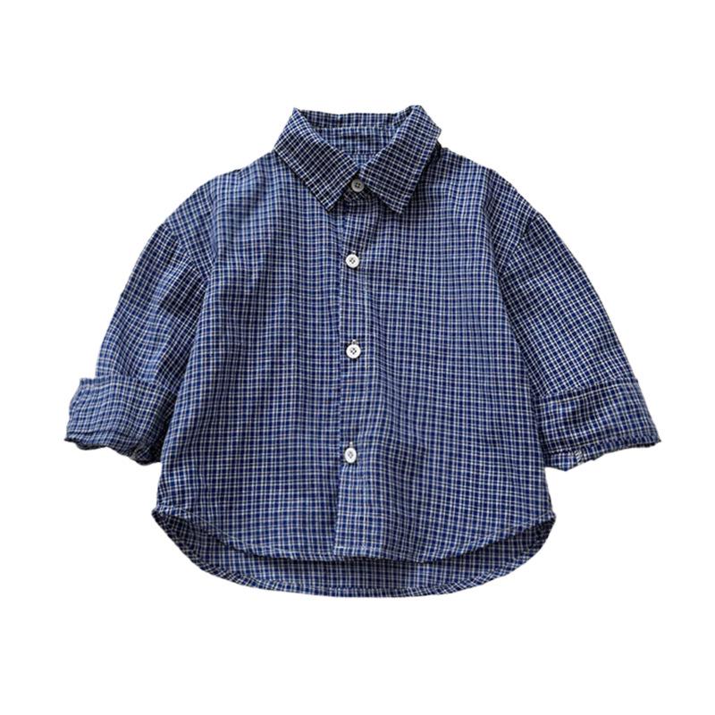 Children's Korean Style Plaid Cotton Shirt for Spring & Autumn 2025 - Casual Baby & Boys' Wear