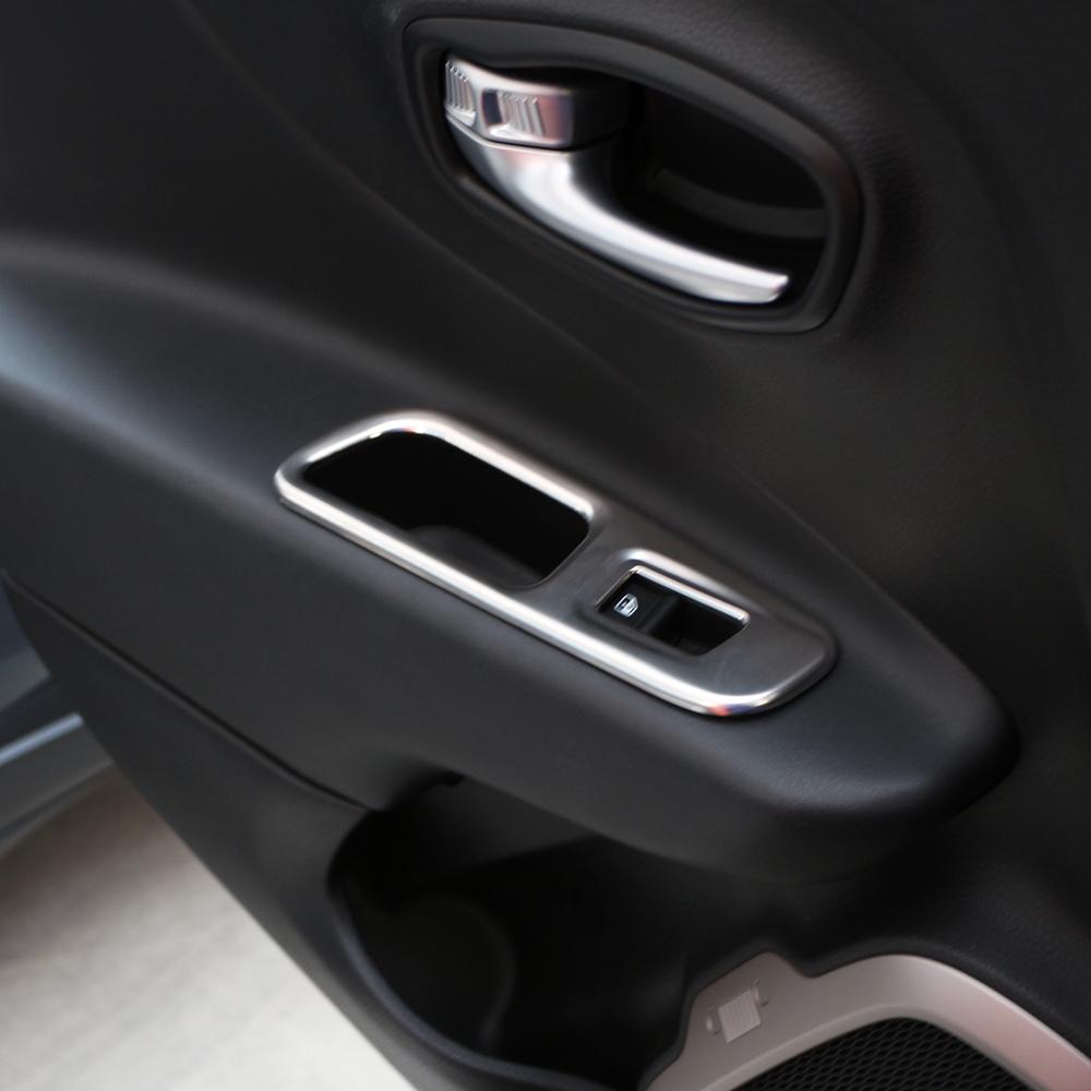 4Pcs Car Door Window Lift Button Panel Trim Decoration Sticker Cover for Jeep Renegade 2018 - 2022 LHD Interior Accessories