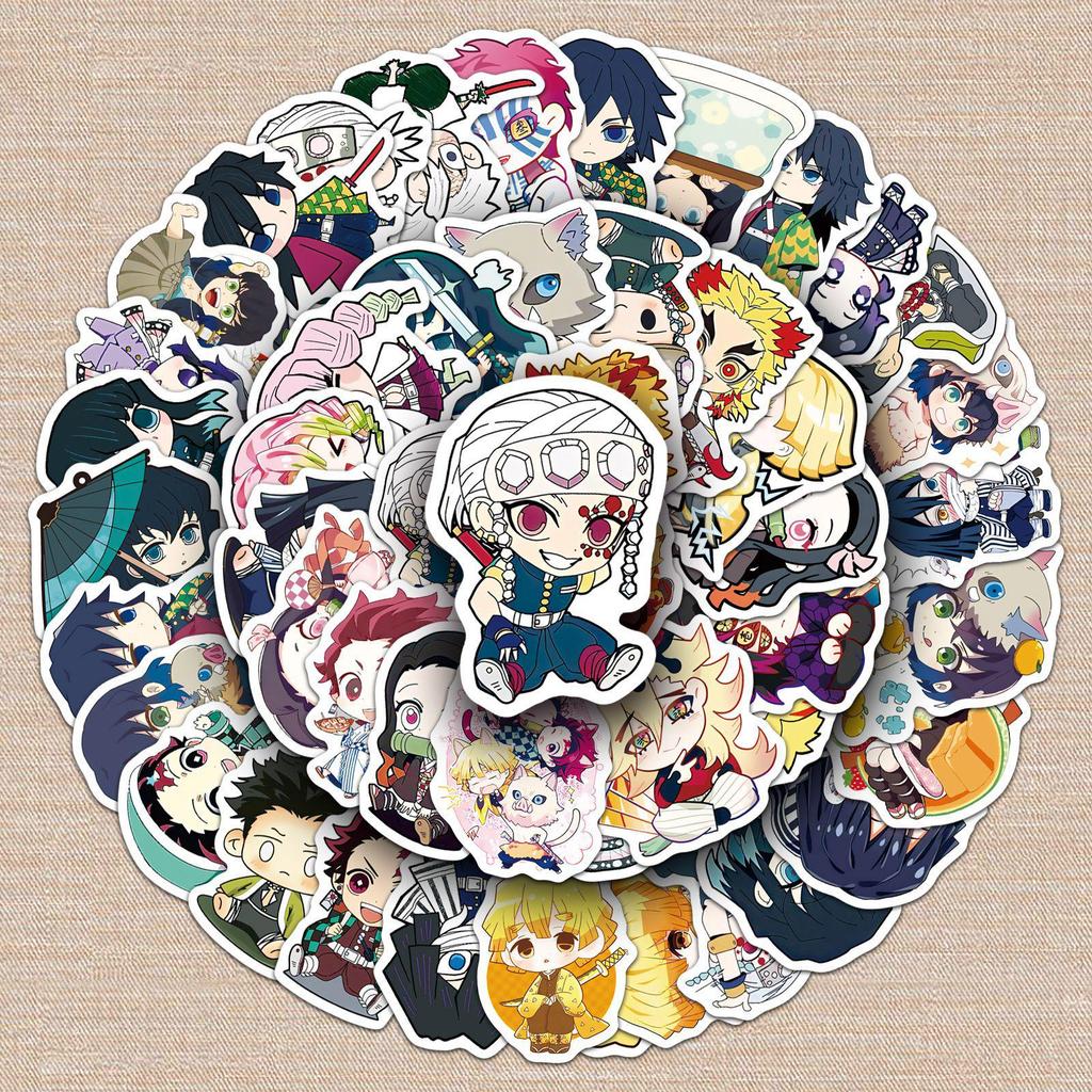 50pcs Q Version Demon Slayer Anime Stickers for Water Bottle, Phone, Tablet - Creative Japanese Cartoon Decoration, Waterproof
