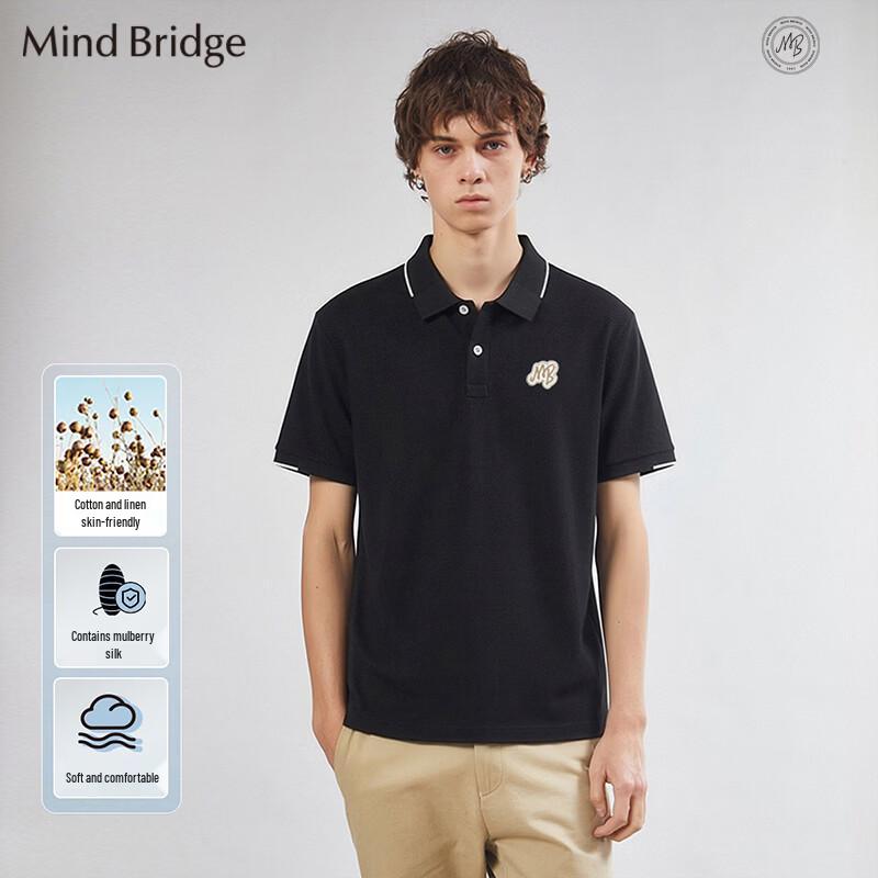 Mind Bridge Men s Silk-Cotton-Linen Blend Polo Shirt M