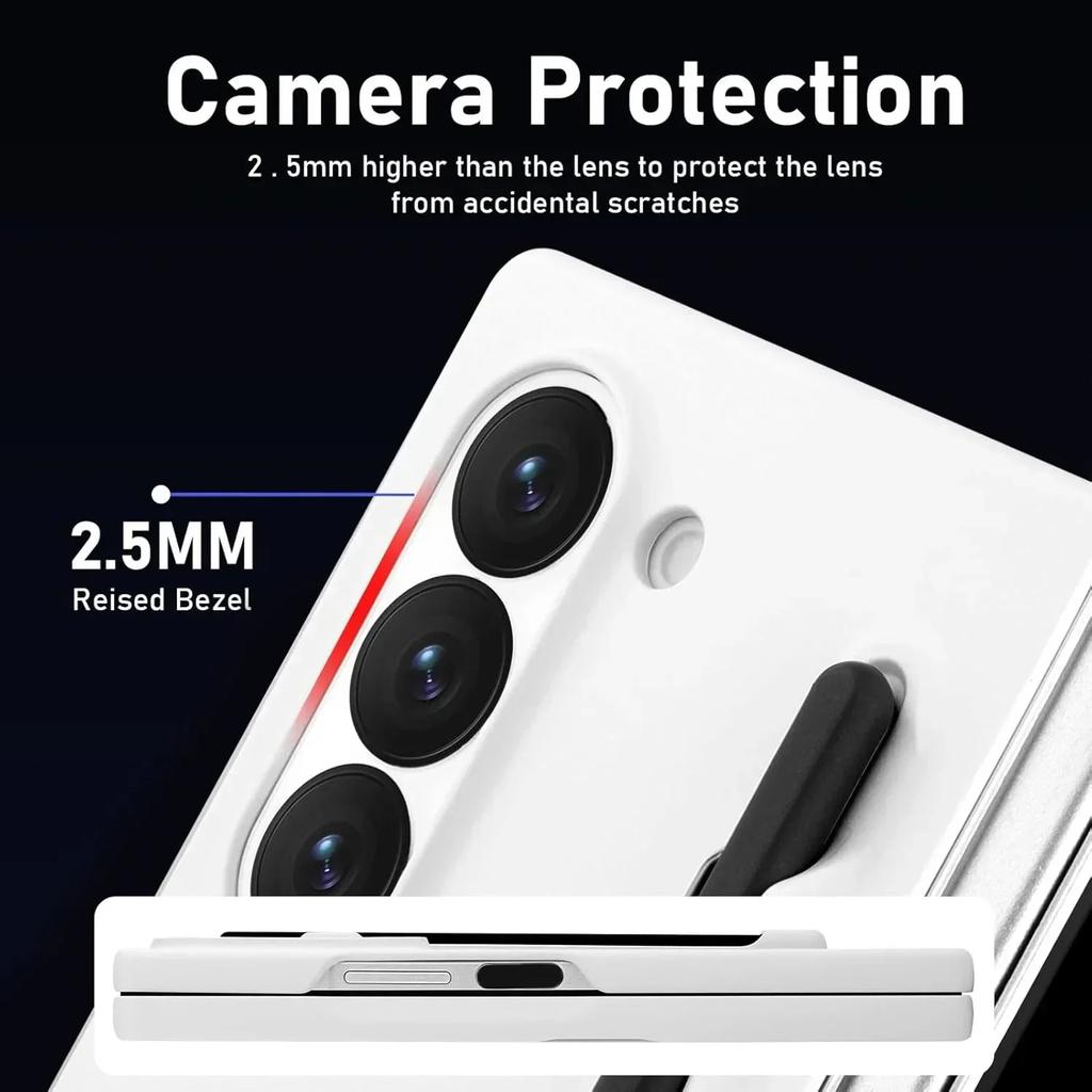 NEW for Samsung Galaxy Z Fold 7 6 5 Premium Cases with S Pen and S Pen Holder Solid Color Built-in Screen Protector Matte Cover