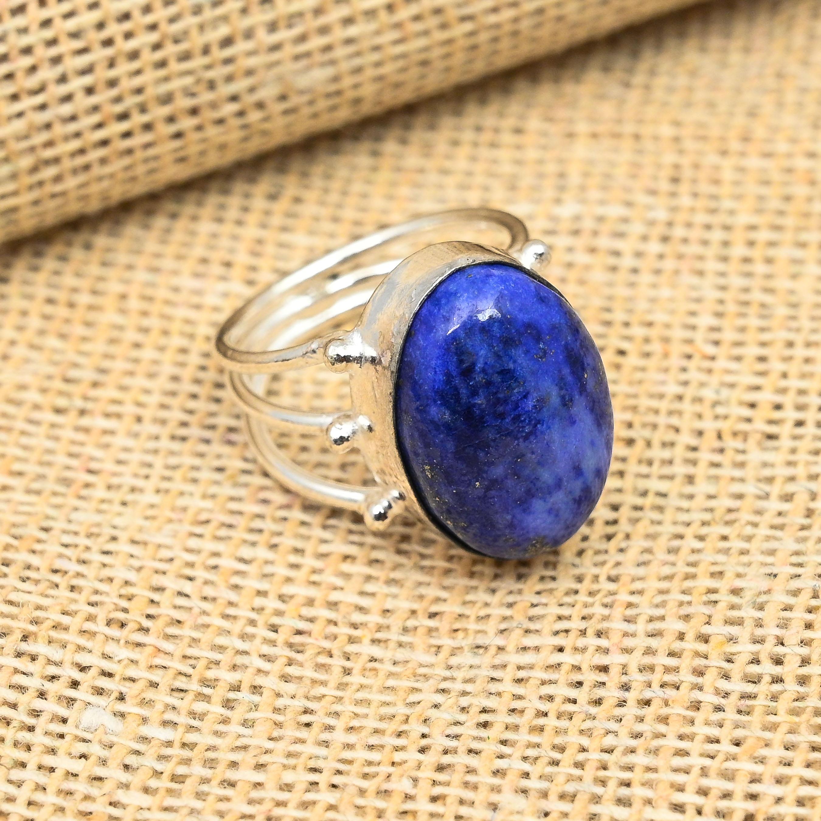 

Ювелирное кольцо ручной работы из стерлингового серебра 925 пробы с лазуритом и драгоценным камнем для свадебного подарка 10 синий