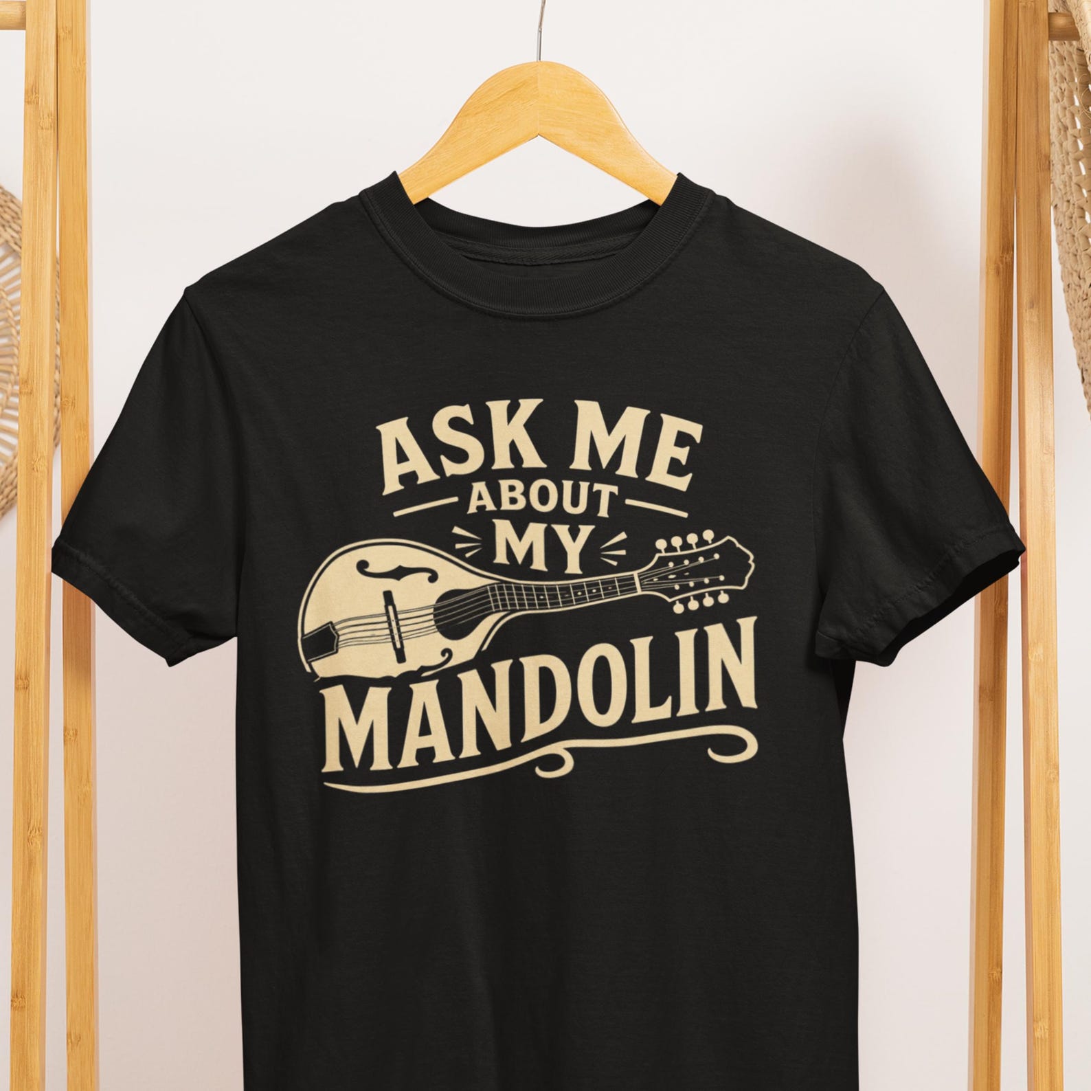 Ask Me About My Mandolin Shirt, Bluegrass Folk Music Gift, Comfort Colors Tee 3XL