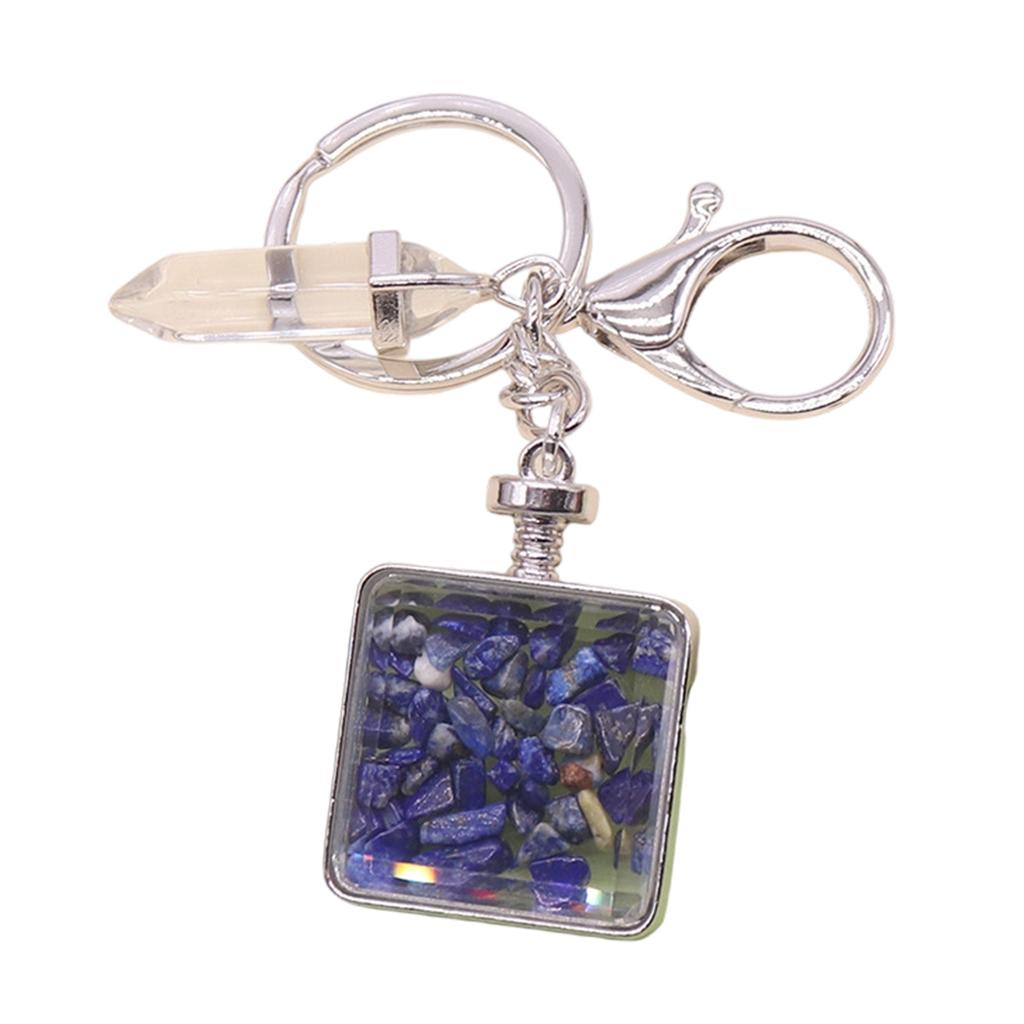 Versatile Square Keychain Featuring Natural Stone Crystals Photo Frame For Couples And Family