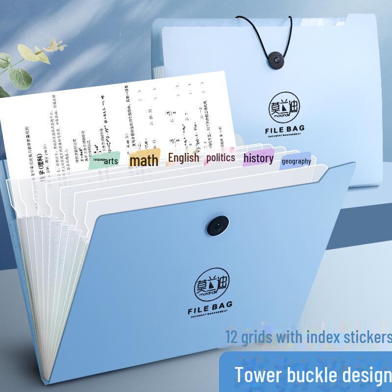 

Многослойная папка-гармошка Morandi A4 для контрольных работ студентов 5066-12 grid синий