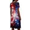 Damen Unabhängigkeitstag Print Lässiges Mode Kurzarm V-Ausschnitt Kleid