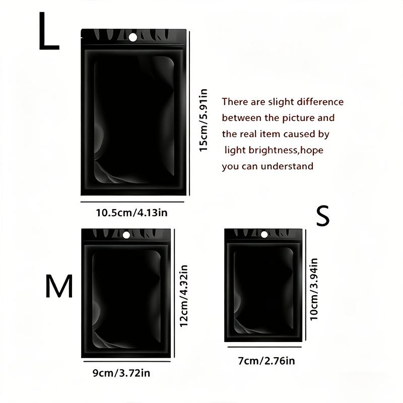 90PCS Black Holographic Odorless Polyester Zipper Bags, Transparent Reusable Sealed Aluminum Foil Bags, Suitable for Lip Gloss, Jewelry, Eyelashes