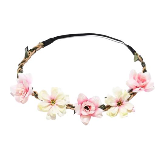 Yousheng Bridal Flower Crown Boho Artificial Flower Crown Elastic Strap Hair Wreath Holiday Wedding Floral Headband for Bridesmaids Flower