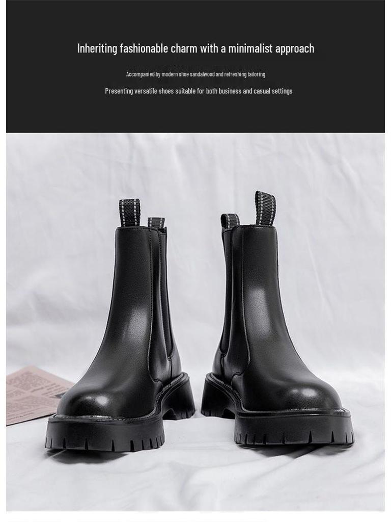 Men's High-Top Chelsea Boots: British Style Martin Leather Boots for Autumn/Winter